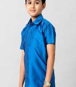 Blue plain cotton shirt - boys shirts