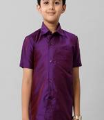 Violet plain cotton regular fit boys shirts