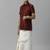 Maroon plain silk blend shirt veshti