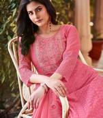 embroidered a-line kurta with trouser & dupatta