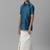 Blue silk blend shirt short sleeve - boys-shirts