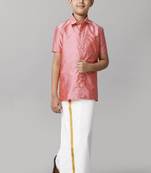 Pink plain silk blend shirt - boys shirts