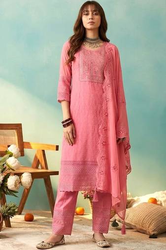 women angrakha sequinned kurti with skirt & with dupatta
