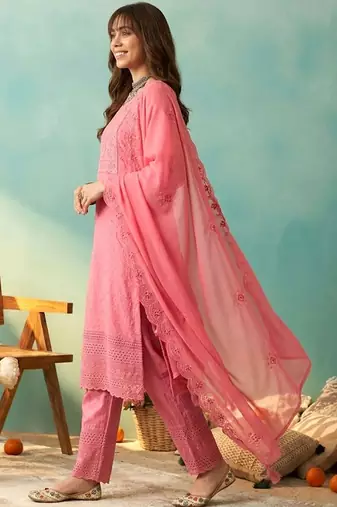 women angrakha sequinned kurti with skirt & with dupatta