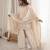 Cream colour glass roman silk embroidered kurta farshi salwar set with dupatta