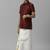 Maroon plain silk blend shirt veshti set - boys shirts