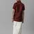 Maroon plain silk blend shirt veshti set - boys shirts