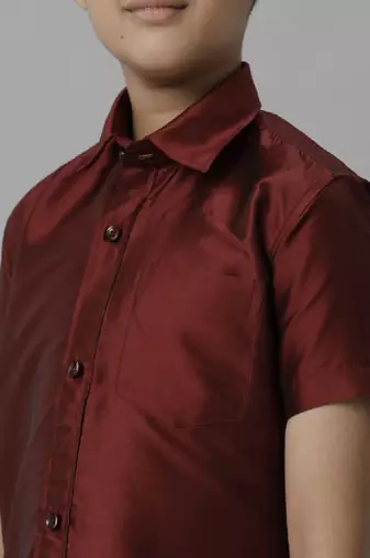 Maroon silk blend shirt