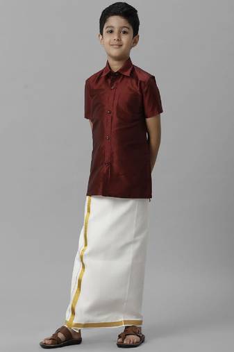 Maroon silk blend shirt
