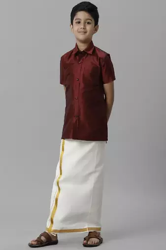 Maroon silk blend shirt
