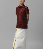 Maroon silk blend shirt