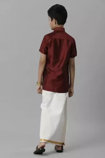 Maroon silk blend shirt