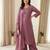 Mauve colour mal chanderi mirror work kurta palazzo set with organza dupatta