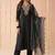 yoke design round neck silk blend kurta & trousers with dupatta