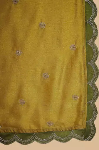 paisley embroidered regular kurta with trousers & dupatta