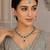 Green color necklace set with earrings & maang tikka | agate stone | rhodium plated