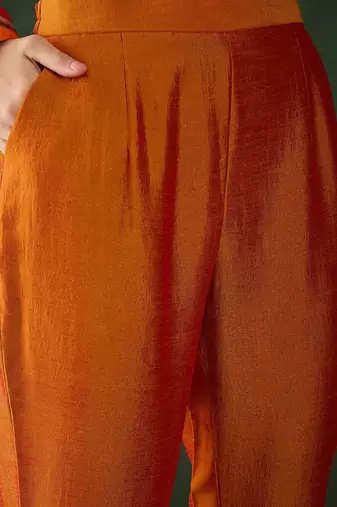 Embroidered anarkali kurta & trousers with dupatta