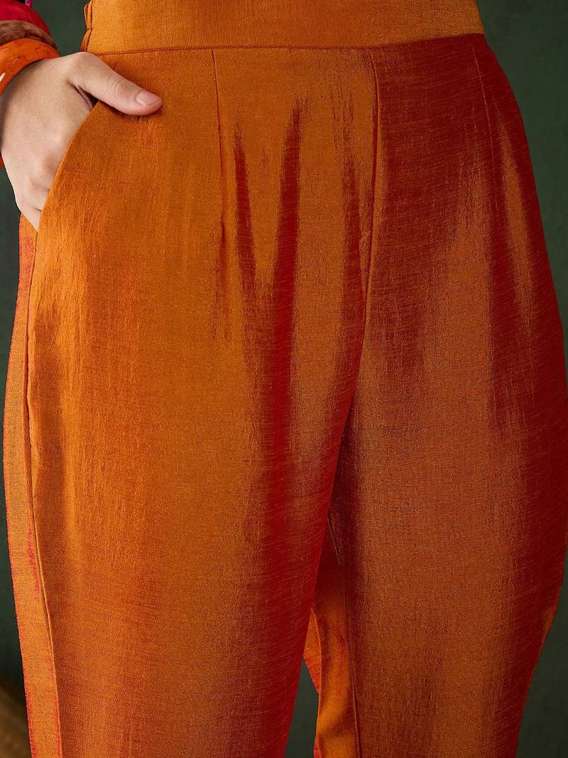 Embroidered anarkali kurta & trousers with dupatta