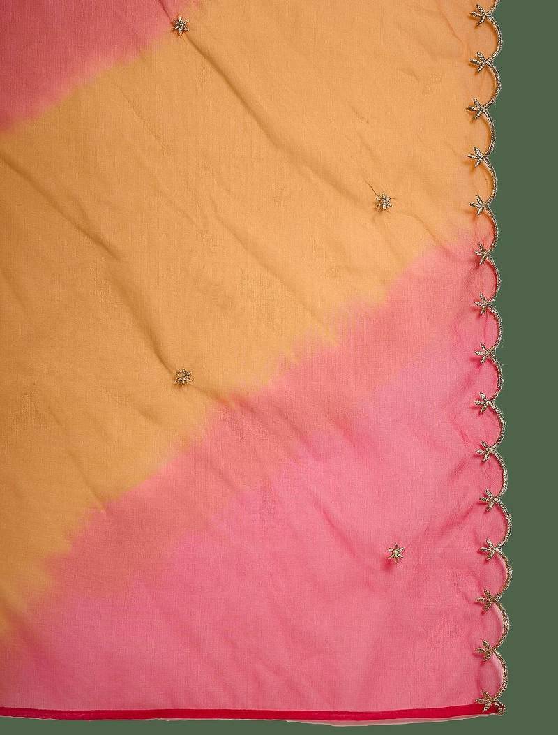 Embroidered anarkali kurta & trousers with dupatta