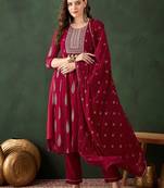 embroidered sequence plated anarkali kurta & palazzo with dupatta