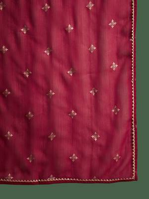 embroidered sequence plated anarkali kurta & palazzo with dupatta 4
