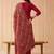 embroidered v-neck kurta & trousers with dupatta