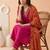 yoke design poly crepe v-neck kurta & trousers with dupatta