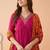 yoke design poly crepe v-neck kurta & trousers with dupatta