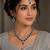 Blue color necklace set with earrings & maang tikka | agate stone | rhodium plated