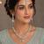 Pink & pista color necklace set with earrings & maang tikka | agate stone | rhodium plated