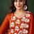 embroidered thread work notch neck straight kurta & trousers with dupatta