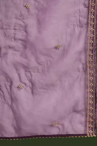 purple floral embroidered zari kurta with trousers & dupatta