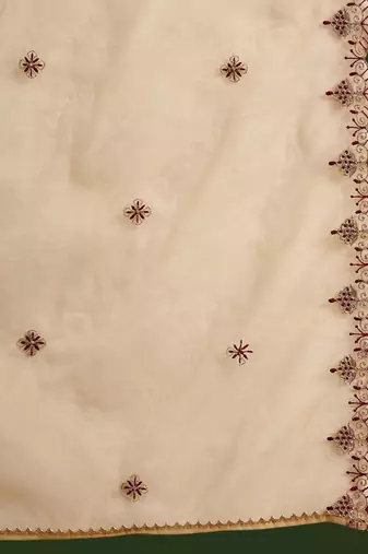 floral embroidered sequinned velvet kurta with trouser & dupatta