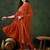 orange floral embroidered regular sequinned georgette kurta & trouser with dupatta