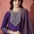 purple floral embroidered round neck straight kurta with trouser and dupatta