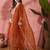 orange floral embroidered pleated thread work a-line kurta with trouser & dupatta