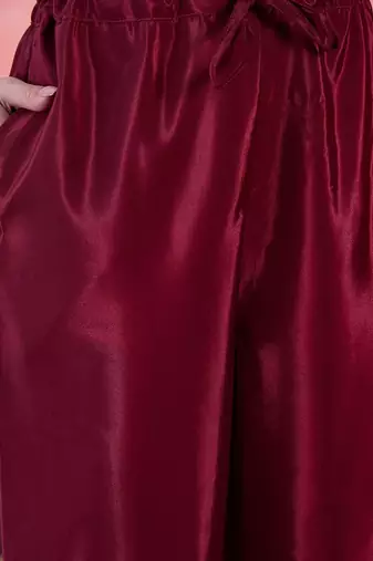 maroon floral yoke design sequinned straight kurta with trousers and dupatta