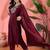 maroon floral yoke design sequinned straight kurta with trousers and dupatta