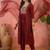 embroidered  round neck kurta & trousers with dupatta