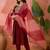 embroidered  round neck kurta & trousers with dupatta
