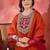 polka dots printed v-neck thread work georgette kurta with trousers & dupatta