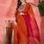 polka dots printed v-neck thread work georgette kurta with trousers & dupatta