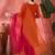 polka dots printed v-neck thread work georgette kurta with trousers & dupatta