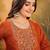 polka dots printed v-neck thread work chinon kurta with trousers & dupatta
