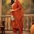 polka dots printed v-neck thread work chinon kurta with trousers & dupatta