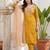 embroidered round neck kurta & trousers with dupatta kurta set