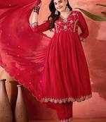 zari sequence cut work emboridered kurta set with dupatta