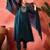 floral yoke design sequinned chinon silk anarkali kurta with trousers and dupatta