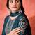 floral yoke design sequinned chinon silk anarkali kurta with trousers and dupatta