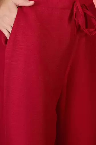 zari sequence thread cording embroidered kurta with trousers & dupatta